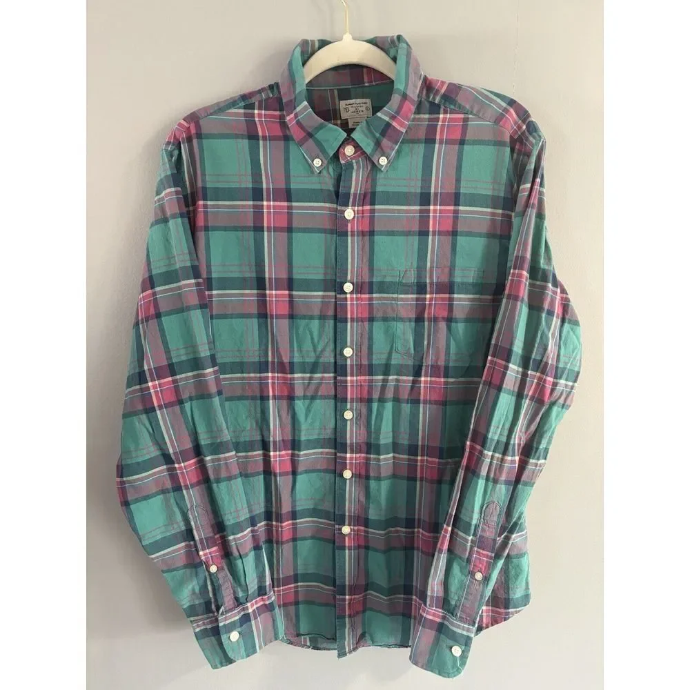J. Crew Summer‎ Plaid Button Down Shirt Men's Size Large Business Casual
